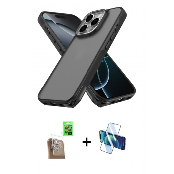 MARSİLYAN™- iPhone 16 Pro Max Kılıf Atlas Form - Siyah 3D Antistatik Seramik Nano Ekran Koruyucu + Raze Metal Kamera Lens - CLTM
