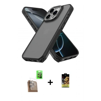 MARSİLYAN™- iPhone 16 Pro Max Kılıf Atlas Form - Siyah Buffer Cam Ekran Koruyucu + Raze Metal Kamera Lens - CLTM