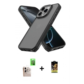 MARSİLYAN™- iPhone 16 Pro Max Kılıf Atlas Form - Siyah Buffer Cam Ekran Koruyucu + Raze Metal Kamera Lens - NLGY