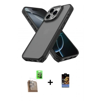 MARSİLYAN™- iPhone 16 Pro Max Kılıf Atlas Form - Siyah Buffer Hayalet Cam Ekran Koruyucu + Raze Metal Kamera Lens - CLTM