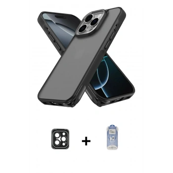 MARSİLYAN™- iPhone 16 Pro Max Kılıf Atlas Form - Siyah Joko Magic 5D Cam + PVD Metal Kamera Lens - SH
