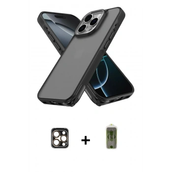 MARSİLYAN™- iPhone 16 Pro Max Kılıf Atlas Form - Siyah Joko Magic 5D Hayalet Cam + PVD Metal Kamera Lens - GD