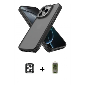 MARSİLYAN™- iPhone 16 Pro Max Kılıf Atlas Form - Siyah Joko Magic 5D Hayalet Cam + PVD Metal Kamera Lens - SH