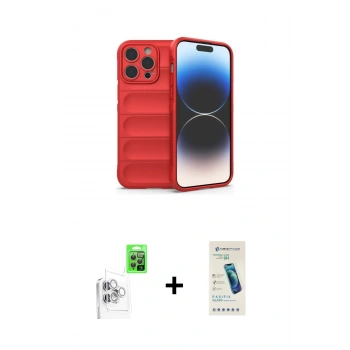MARSİLYAN™- iPhone 16 Pro Max Kılıf Atlas Koleksiyonu - Şeffaf Pasifik Cam Ekran Koruyucu + Raze Metal Kamera Lens - BZ