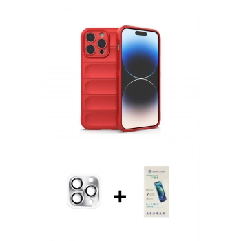 MARSİLYAN™- iPhone 16 Pro Max Kılıf Atlas Koleksiyonu - Şeffaf Pasifik Cam Ekran Koruyucu + Pers Alüminyum Kamera Lens - GS