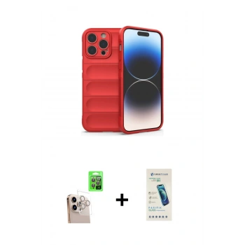 MARSİLYAN™- iPhone 16 Pro Max Kılıf Atlas Koleksiyonu - Şeffaf Pasifik Cam Ekran Koruyucu + Raze Metal Kamera Lens - NLGY
