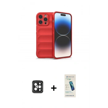 MARSİLYAN™- iPhone 16 Pro Max Kılıf Atlas Koleksiyonu - Şeffaf Pasifik Cam Ekran Koruyucu + PVD Metal Kamera Lens - SH