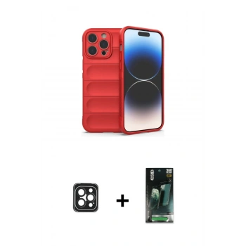 MARSİLYAN™- iPhone 16 Pro Max Kılıf Atlas Koleksiyonu - Siyah 360 Mat Full Body Arka Koruyucu + PVD Metal Kamera Lens - SH