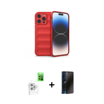 MARSİLYAN™- iPhone 16 Pro Max Kılıf Atlas Koleksiyonu - Siyah 3D Antistatik Hayalet Cam Ekran Koruyucu + Raze Metal Kamera Lens - BZ