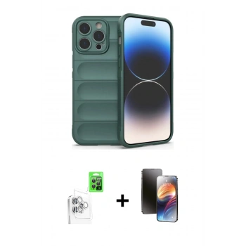 MARSİLYAN™- iPhone 16 Pro Max Kılıf Atlas Koleksiyonu - Siyah 3D Antistatik Mat Seramik Nano Ekran Koruyucu + Raze Metal Kamera Lens - BZ