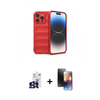 MARSİLYAN™- iPhone 16 Pro Max Kılıf Atlas Koleksiyonu - Siyah 3D Antistatik Mat Seramik Nano Ekran Koruyucu + Bilvis Titan Kamera Lens - TMGI