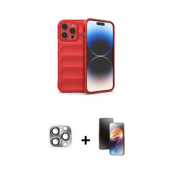 MARSİLYAN™- iPhone 16 Pro Max Kılıf Atlas Koleksiyonu - Siyah 3D Antistatik Mat Seramik Nano Ekran Koruyucu + Pers Alüminyum Kamera Lens - GI