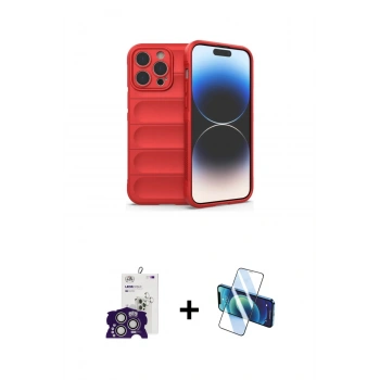 MARSİLYAN™- iPhone 16 Pro Max Kılıf Atlas Koleksiyonu - Siyah 3D Antistatik Seramik Nano Ekran Koruyucu + Bilvis Titan Kamera Lens - GS