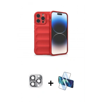 MARSİLYAN™- iPhone 16 Pro Max Kılıf Atlas Koleksiyonu - Siyah 3D Antistatik Seramik Nano Ekran Koruyucu + Pers Alüminyum Kamera Lens - GI