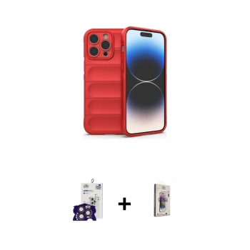 MARSİLYAN™- iPhone 16 Pro Max Kılıf Atlas Koleksiyonu - Siyah Bilvis 3D Cam Ekran Koruyucu + Bilvis Titan Kamera Lens - TMGI