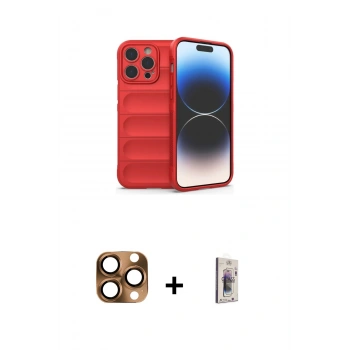MARSİLYAN™- iPhone 16 Pro Max Kılıf Atlas Koleksiyonu - Siyah Bilvis 3D Cam Ekran Koruyucu + Pers Alüminyum Kamera Lens - CLTM