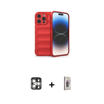 MARSİLYAN™- iPhone 16 Pro Max Kılıf Atlas Koleksiyonu - Siyah Bilvis 3D Cam Ekran Koruyucu + PVD Metal Kamera Lens - GS