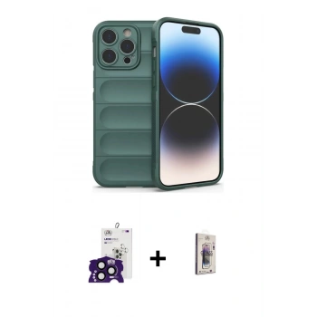 MARSİLYAN™- iPhone 16 Pro Max Kılıf Atlas Koleksiyonu - Siyah Bilvis 3D Cam Ekran Koruyucu + Bilvis Titan Kamera Lens - SH