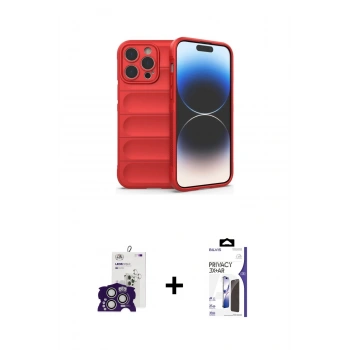 MARSİLYAN™- iPhone 16 Pro Max Kılıf Atlas Koleksiyonu - Siyah Bilvis 3X AR Hayalet Cam Ekran Koruyucu + Bilvis Titan Kamera Lens - GS