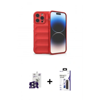 MARSİLYAN™- iPhone 16 Pro Max Kılıf Atlas Koleksiyonu - Siyah Bilvis 3X AR Hayalet Cam Ekran Koruyucu + Bilvis Titan Kamera Lens - TMGI