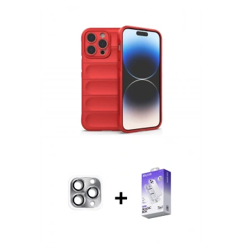 MARSİLYAN™- iPhone 16 Pro Max Kılıf Atlas Koleksiyonu - Siyah Bilvis 5in1 3D Magic Cam Ekran Koruyucu + Pers Alüminyum Kamera Lens - GI