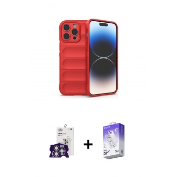 MARSİLYAN™- iPhone 16 Pro Max Kılıf Atlas Koleksiyonu - Siyah Bilvis 5in1 3D Magic Cam Ekran Koruyucu + Bilvis Titan Kamera Lens - GS