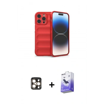 MARSİLYAN™- iPhone 16 Pro Max Kılıf Atlas Koleksiyonu - Siyah Bilvis 5in1 5D Magic Hayalet Cam Ekran Koruyucu + PVD Metal Kamera Lens - GD