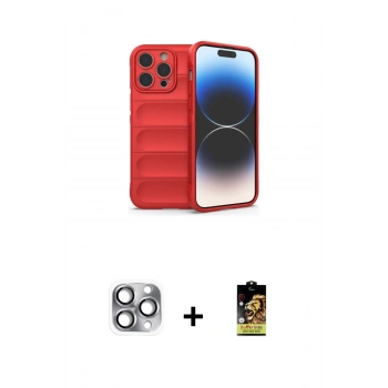 MARSİLYAN™- iPhone 16 Pro Max Kılıf Atlas Koleksiyonu - Siyah Buffer Cam Ekran Koruyucu + Pers Alüminyum Kamera Lens - GI