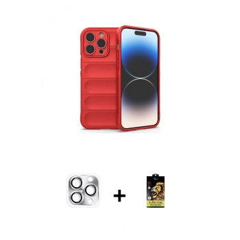 MARSİLYAN™- iPhone 16 Pro Max Kılıf Atlas Koleksiyonu - Siyah Buffer Cam Ekran Koruyucu + Pers Alüminyum Kamera Lens - GS