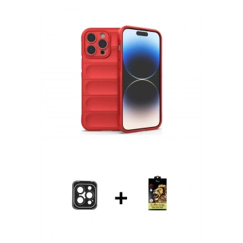 MARSİLYAN™- iPhone 16 Pro Max Kılıf Atlas Koleksiyonu - Siyah Buffer Cam Ekran Koruyucu + PVD Metal Kamera Lens - SH