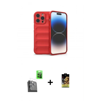 MARSİLYAN™- iPhone 16 Pro Max Kılıf Atlas Koleksiyonu - Siyah Buffer Cam Ekran Koruyucu + Raze Metal Kamera Lens - SH