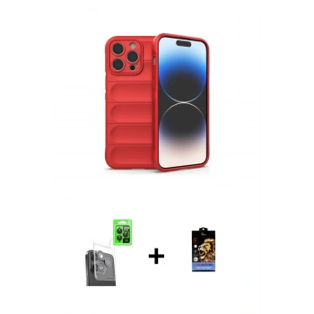 MARSİLYAN™- iPhone 16 Pro Max Kılıf Atlas Koleksiyonu - Siyah Buffer Hayalet Cam Ekran Koruyucu + Raze Metal Kamera Lens - SH