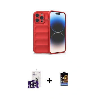 MARSİLYAN™- iPhone 16 Pro Max Kılıf Atlas Koleksiyonu - Siyah Buffer Hayalet Cam Ekran Koruyucu + Bilvis Titan Kamera Lens - SH