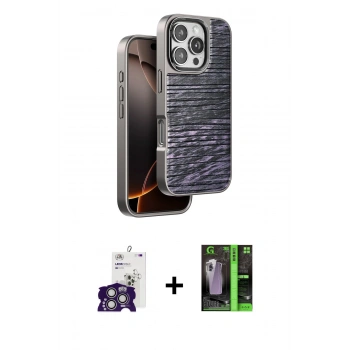MARSİLYAN™- iPhone 16 Pro Max Kılıf Atlas Minimal Özel Seri - Şeffaf 360 Full Body Arka Koruyucu + Bilvis Titan Kamera Lens - GS