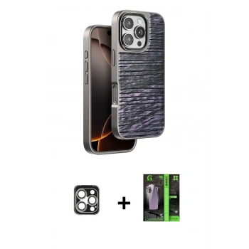 MARSİLYAN™- iPhone 16 Pro Max Kılıf Atlas Minimal Özel Seri - Şeffaf 360 Full Body Arka Koruyucu + PVD Metal Kamera Lens - GS