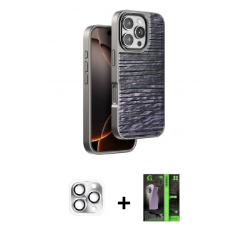 MARSİLYAN™- iPhone 16 Pro Max Kılıf Atlas Minimal Özel Seri - Şeffaf 360 Full Body Arka Koruyucu + Pers Alüminyum Kamera Lens - GS