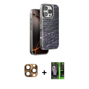 MARSİLYAN™- iPhone 16 Pro Max Kılıf Atlas Minimal Özel Seri - Şeffaf 360 Full Body Arka Koruyucu + Pers Alüminyum Kamera Lens - CLTM