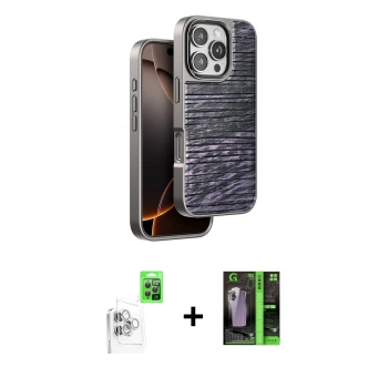 MARSİLYAN™- iPhone 16 Pro Max Kılıf Atlas Minimal Özel Seri - Şeffaf 360 Full Body Arka Koruyucu + Raze Metal Kamera Lens - BZ
