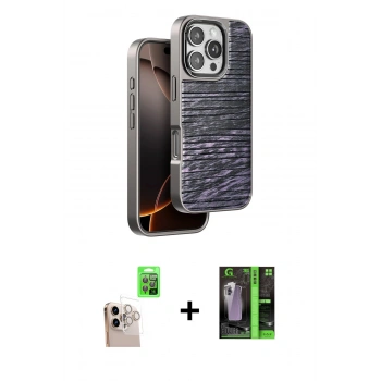 MARSİLYAN™- iPhone 16 Pro Max Kılıf Atlas Minimal Özel Seri - Şeffaf 360 Full Body Arka Koruyucu + Raze Metal Kamera Lens - NLGY