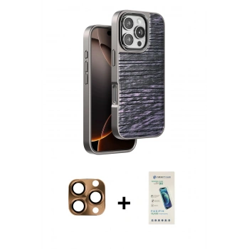MARSİLYAN™- iPhone 16 Pro Max Kılıf Atlas Minimal Özel Seri - Şeffaf Pasifik Cam Ekran Koruyucu + Pers Alüminyum Kamera Lens - CLTM