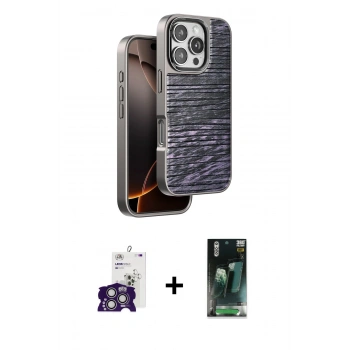 MARSİLYAN™- iPhone 16 Pro Max Kılıf Atlas Minimal Özel Seri - Siyah 360 Mat Full Body Arka Koruyucu + Bilvis Titan Kamera Lens - GS