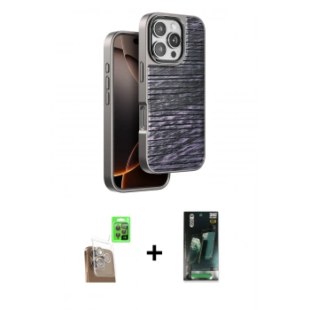 MARSİLYAN™- iPhone 16 Pro Max Kılıf Atlas Minimal Özel Seri - Siyah 360 Mat Full Body Arka Koruyucu + Raze Metal Kamera Lens - CLTM