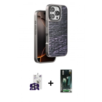 MARSİLYAN™- iPhone 16 Pro Max Kılıf Atlas Minimal Özel Seri - Siyah 360 Mat Full Body Arka Koruyucu + Bilvis Titan Kamera Lens - TMGI