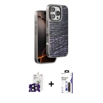 MARSİLYAN™- iPhone 16 Pro Max Kılıf Atlas Minimal Özel Seri - Siyah Bilvis 3X AR Hayalet Cam Ekran Koruyucu + Bilvis Titan Kamera Lens - SH
