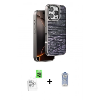 MARSİLYAN™- iPhone 16 Pro Max Kılıf Atlas Minimal Özel Seri - Siyah Joko Magic 5D Cam + Raze Metal Kamera Lens - BZ