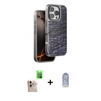 MARSİLYAN™- iPhone 16 Pro Max Kılıf Atlas Minimal Özel Seri - Siyah Joko Magic 5D Cam + Raze Metal Kamera Lens - NLGY