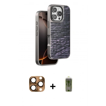 MARSİLYAN™- iPhone 16 Pro Max Kılıf Atlas Minimal Özel Seri - Siyah Joko Magic 5D Hayalet Cam + Pers Alüminyum Kamera Lens - CLTM