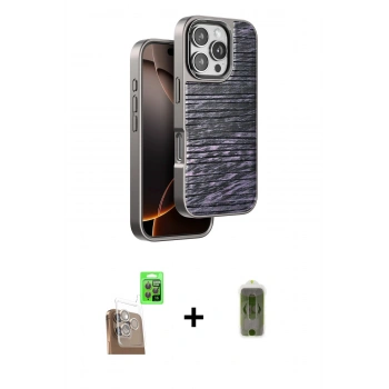 MARSİLYAN™- iPhone 16 Pro Max Kılıf Atlas Minimal Özel Seri - Siyah Joko Magic 5D Hayalet Cam + Raze Metal Kamera Lens - CLTM