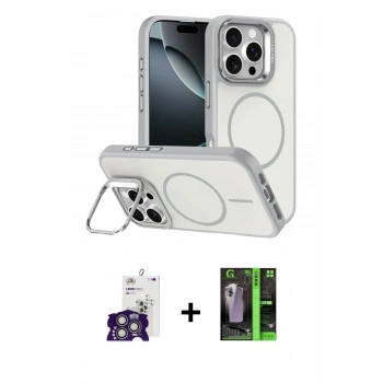 MARSİLYAN™- iPhone 16 Pro Max Kılıf Çekirdek Klasik - Şeffaf 360 Full Body Arka Koruyucu + Bilvis Titan Kamera Lens - GS