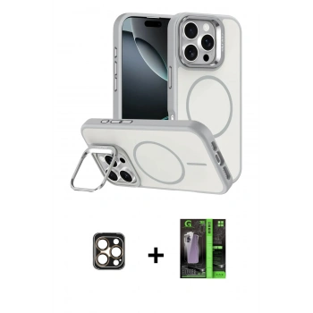 MARSİLYAN™- iPhone 16 Pro Max Kılıf Çekirdek Klasik - Şeffaf 360 Full Body Arka Koruyucu + PVD Metal Kamera Lens - GD